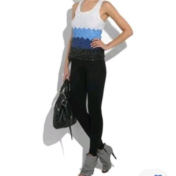 Alice + Olivia Sequined Striped Ombre Tank Top Size S - Picture 6 of 9